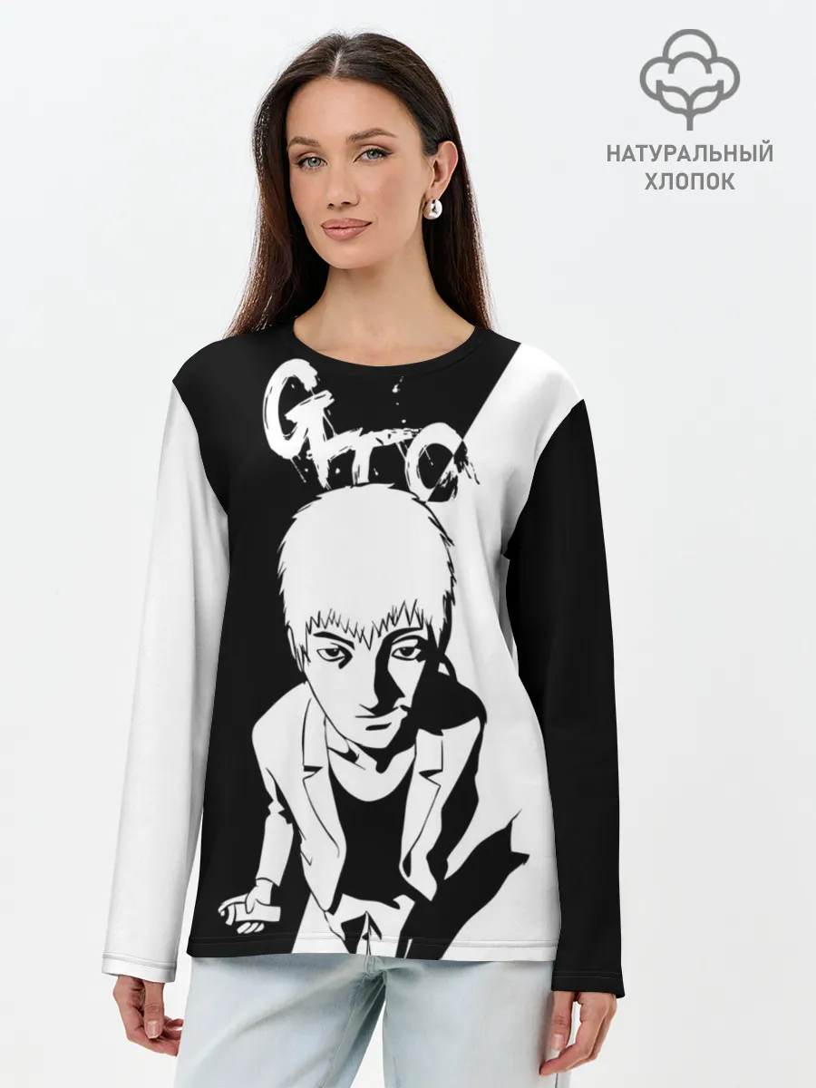 Лонгслив женский. Хлопок / Onizuka oldschool anime