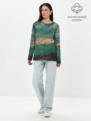Лонгслив женский. Хлопок / Горы
