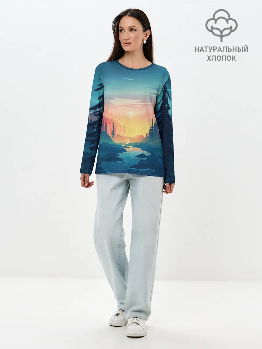 Лонгслив женский. Хлопок / Природа