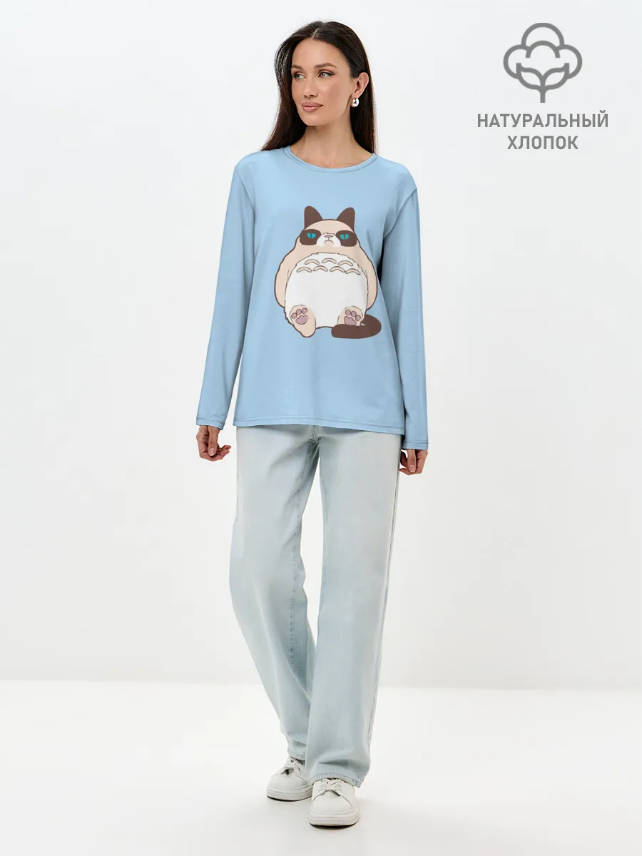 Лонгслив женский. Хлопок / Тоторный кот