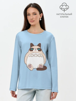 Лонгслив женский. Хлопок / Тоторный кот