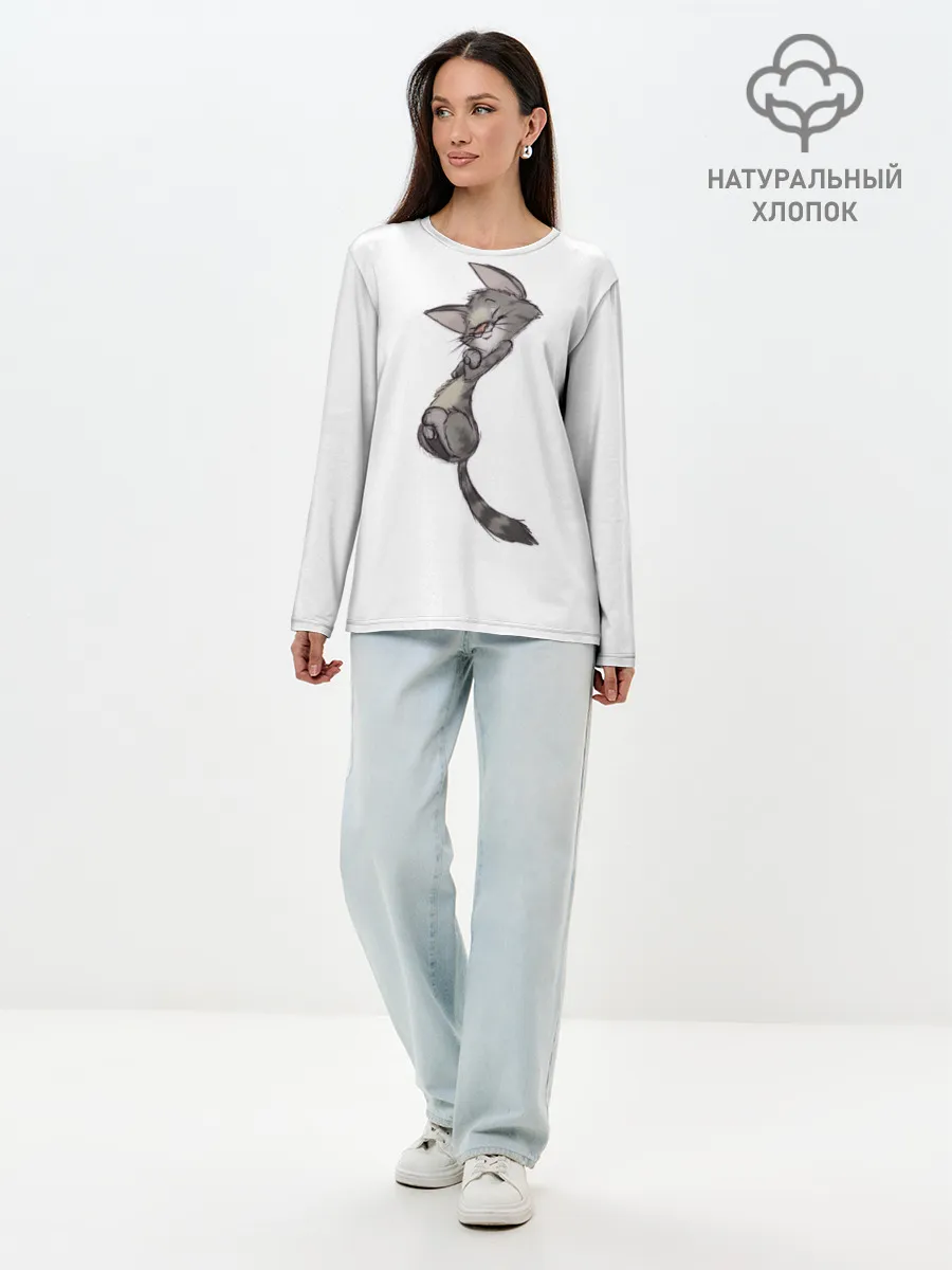 Лонгслив женский. Хлопок / Милый котя