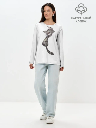 Лонгслив женский. Хлопок / Милый котя