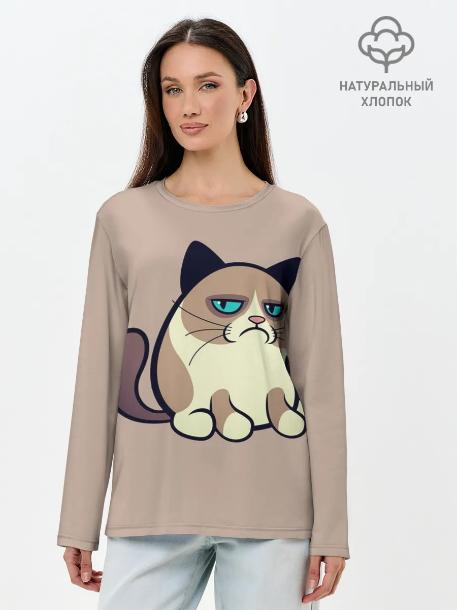 Лонгслив женский. Хлопок / Великий Grumpy Cat