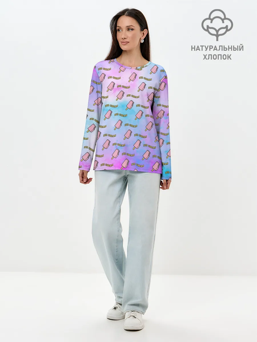 Лонгслив женский. Хлопок / BLACKPINK ICE CREAM