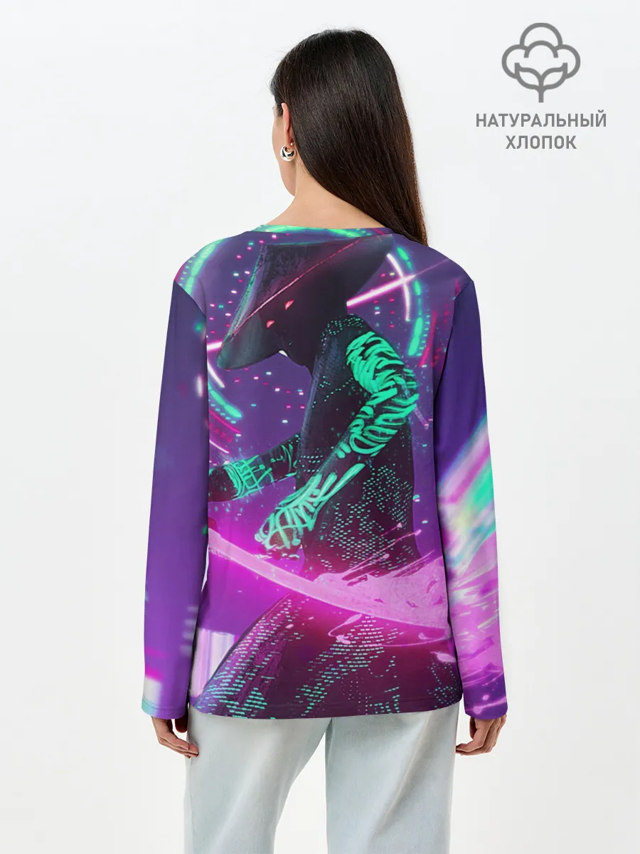 Лонгслив женский. Хлопок / Неоновый Самурай
