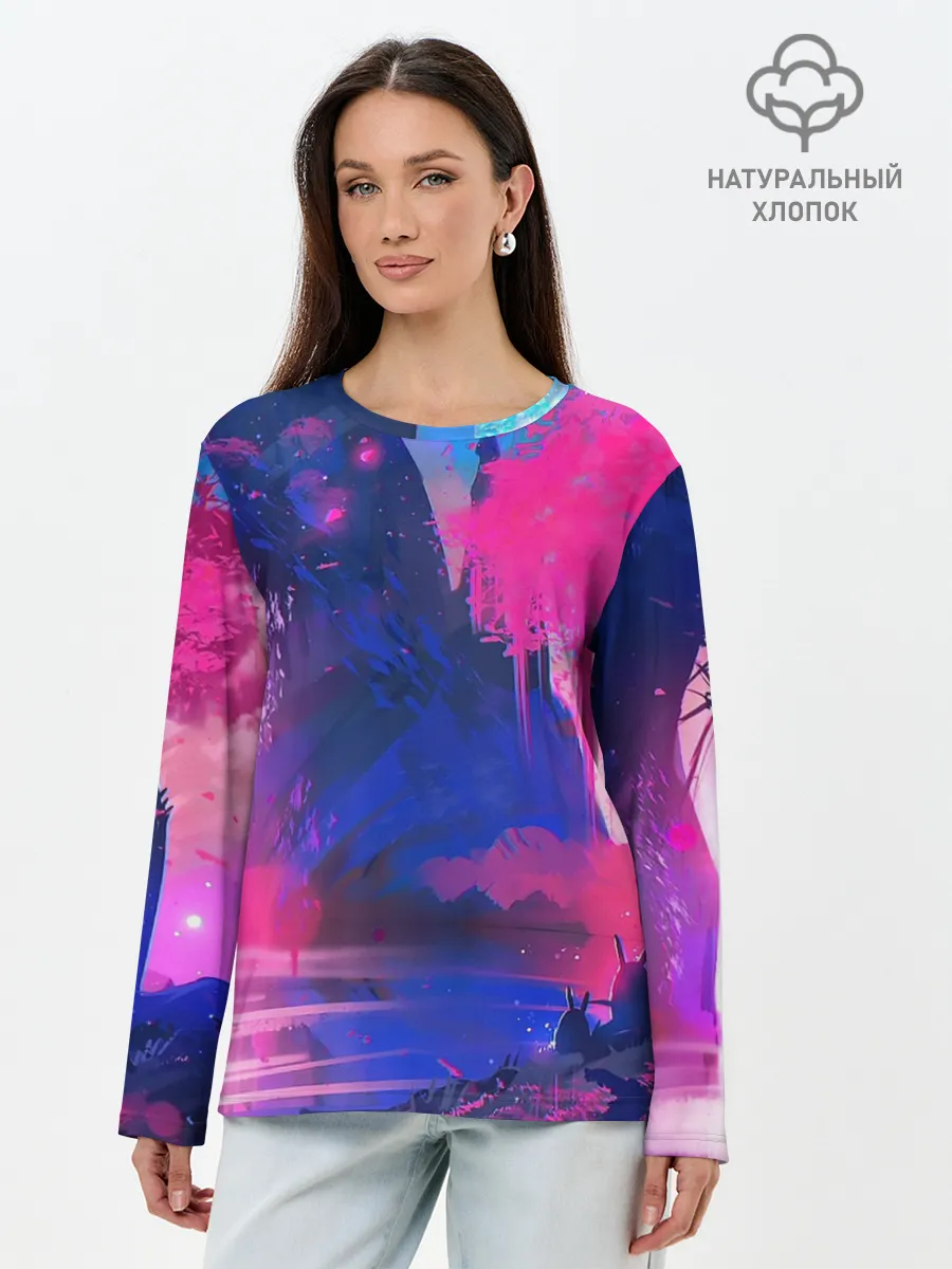 Лонгслив женский. Хлопок / Неоновые Краски