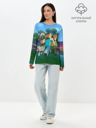 Лонгслив женский. Хлопок / minecraft