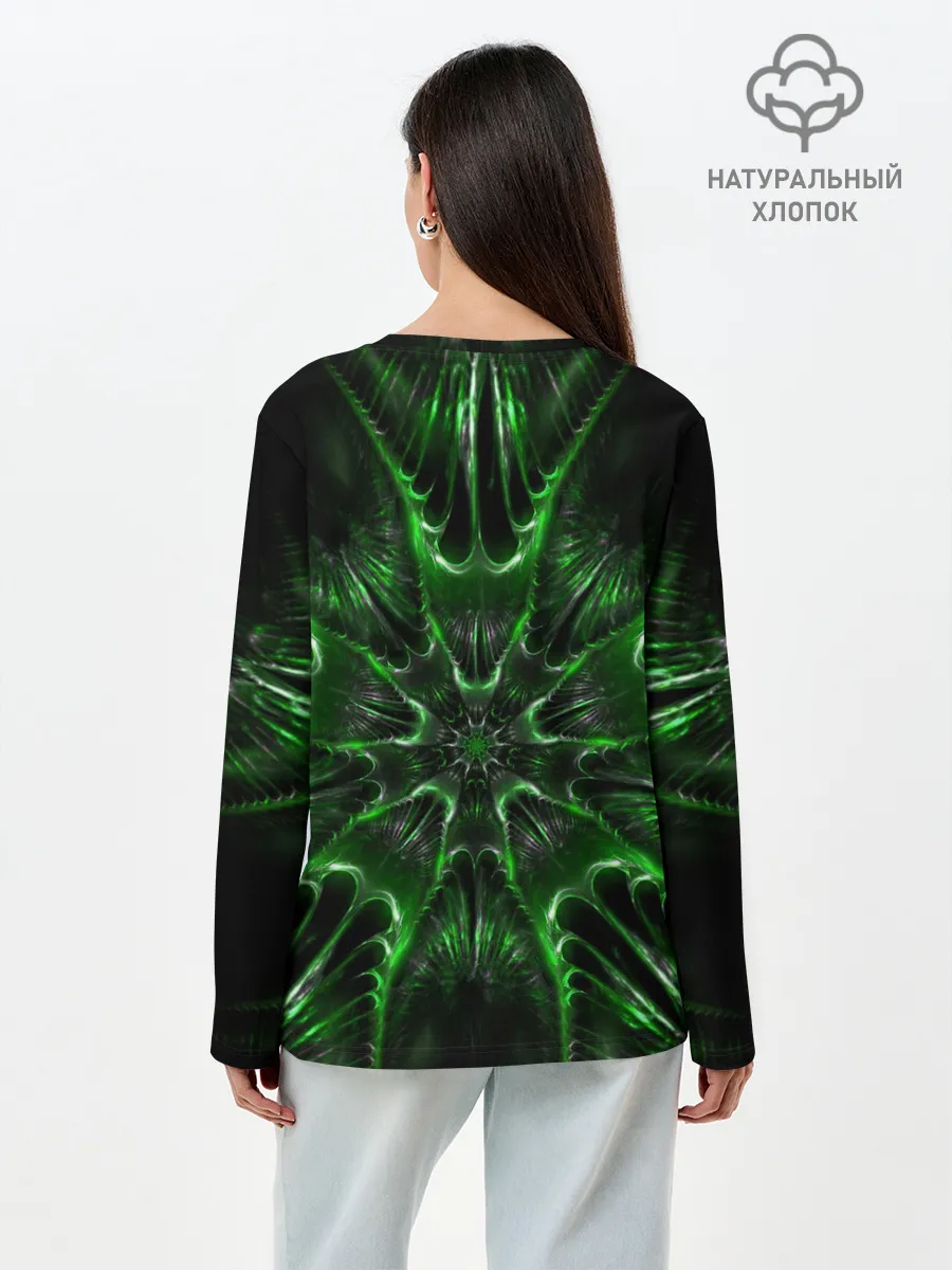 Лонгслив женский. Хлопок / Зелёное Очарование