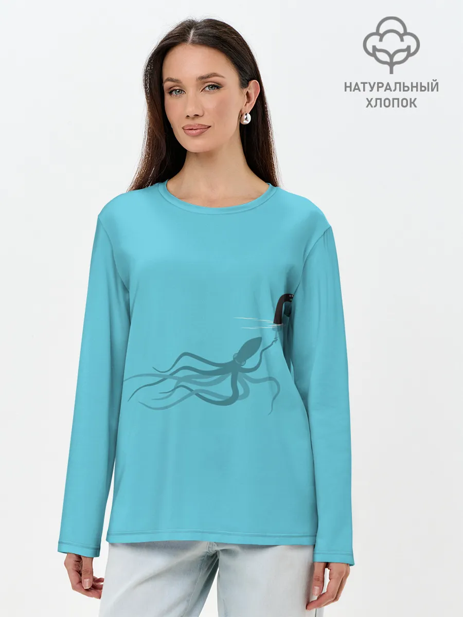 Лонгслив женский. Хлопок / Тайна Лох-несского чудовища