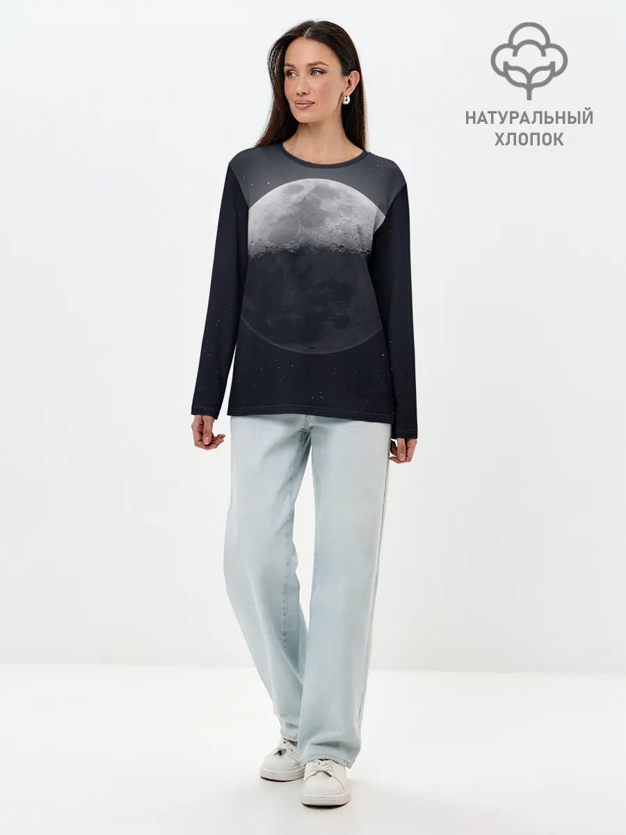 Лонгслив женский. Хлопок / луна