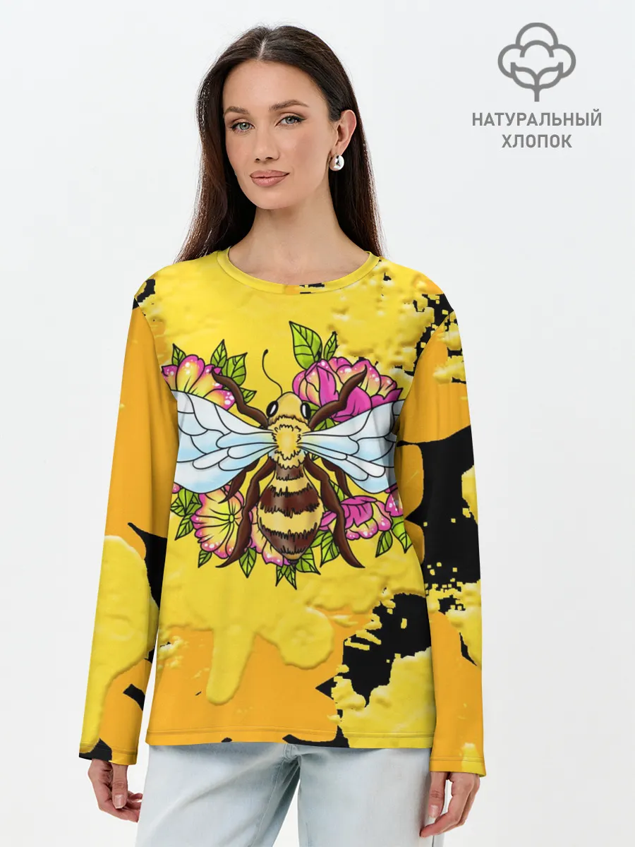 Лонгслив женский. Хлопок / Пчела