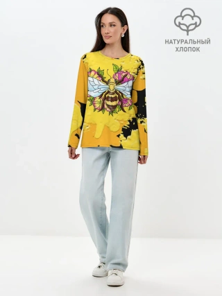 Лонгслив женский. Хлопок / Пчела