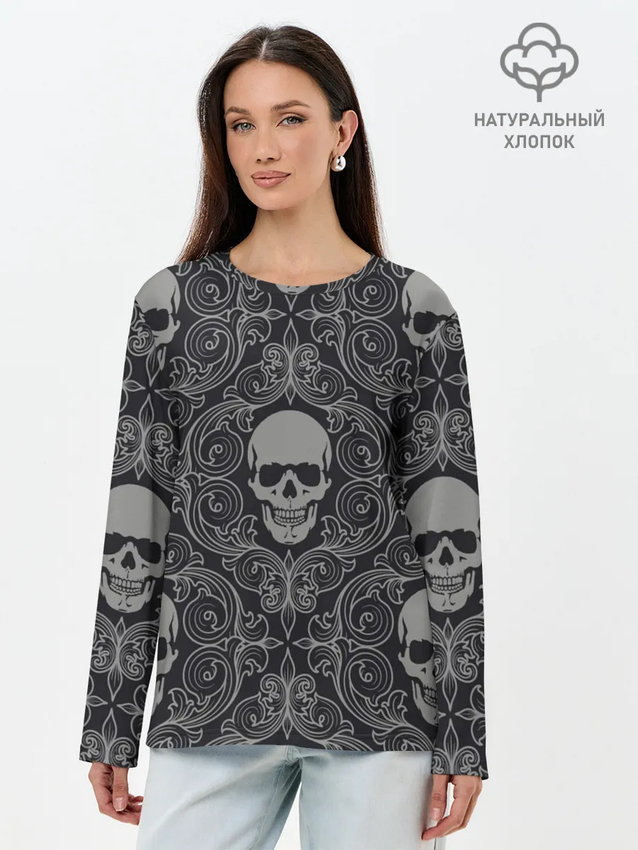 Лонгслив женский. Хлопок / Skulls