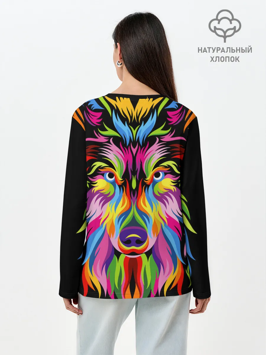 Лонгслив женский. Хлопок / Neon wolf