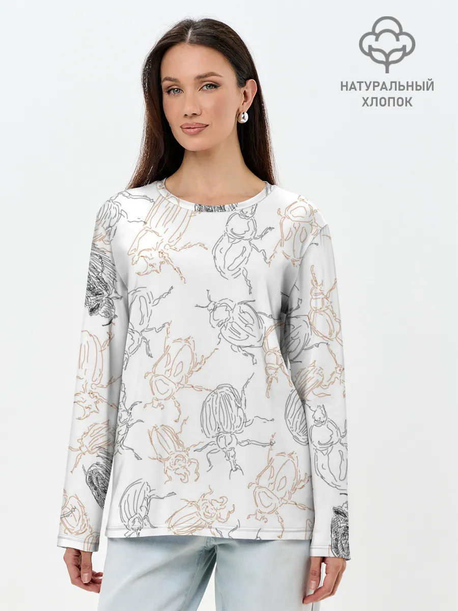 Лонгслив женский. Хлопок / Ползучие жучки