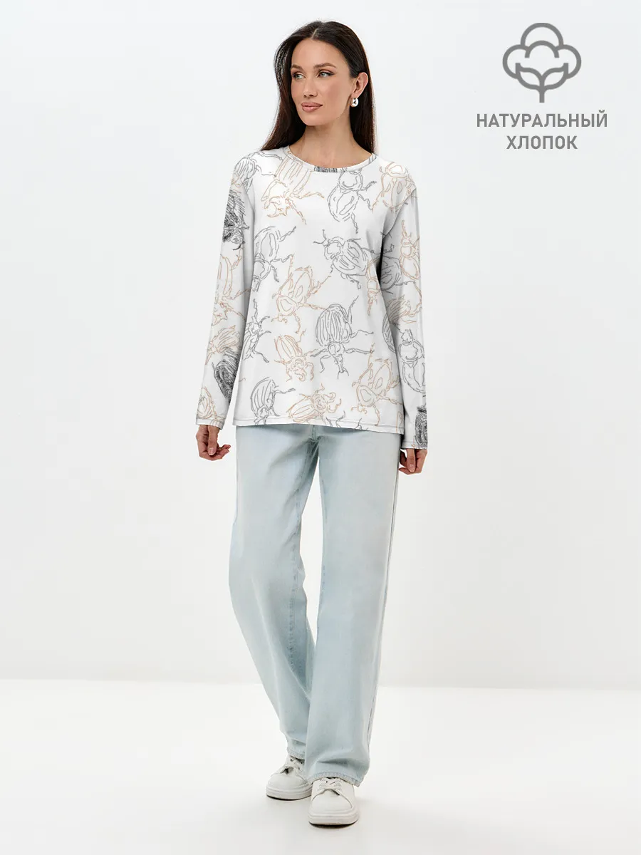 Лонгслив женский. Хлопок / Ползучие жучки