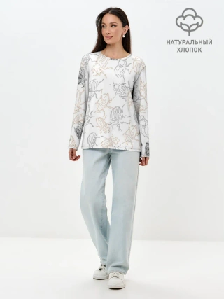 Лонгслив женский. Хлопок / Ползучие жучки