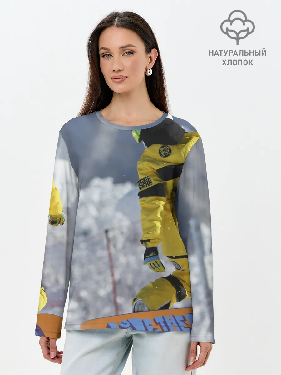 Лонгслив женский. Хлопок / сноубордист