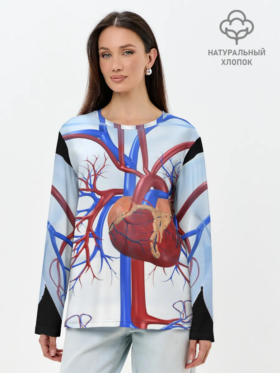 Лонгслив женский. Хлопок / Сердце