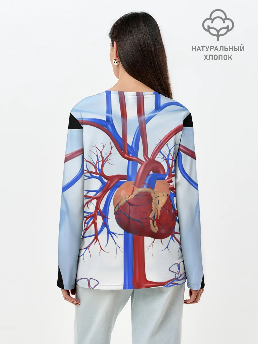Лонгслив женский. Хлопок / Сердце