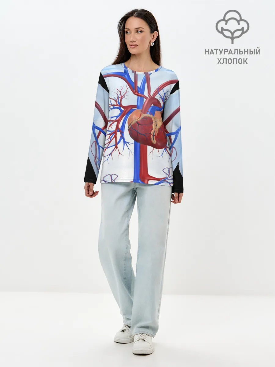 Лонгслив женский. Хлопок / Сердце