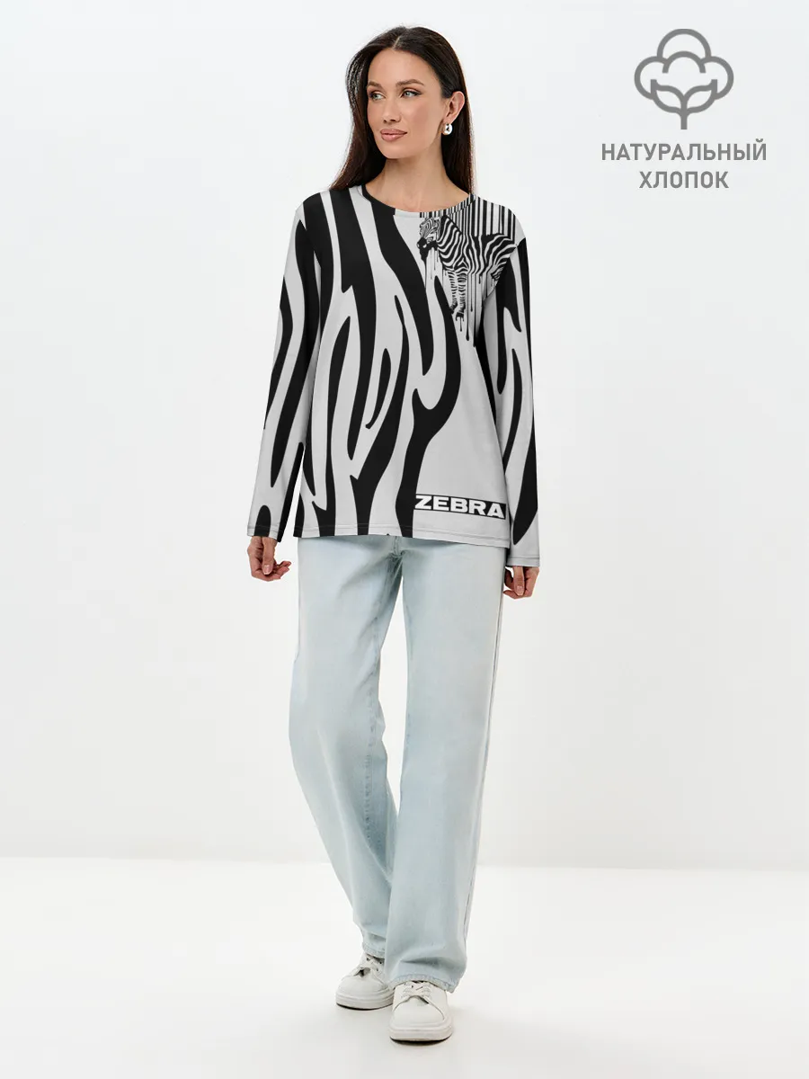 Лонгслив женский. Хлопок / Zebra