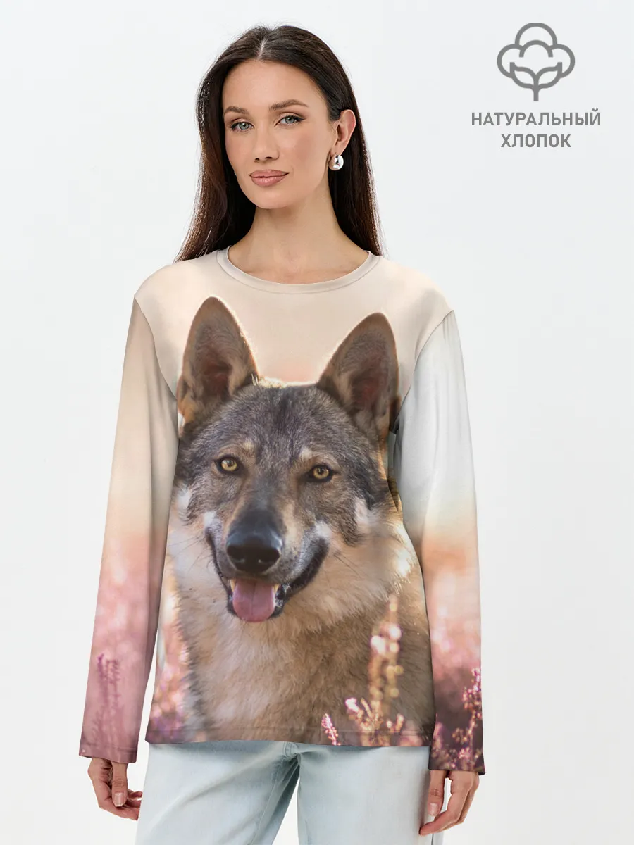 Лонгслив женский. Хлопок / Красивый Волк