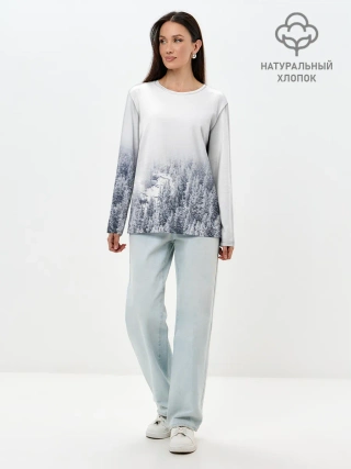 Лонгслив женский. Хлопок / зимний лес