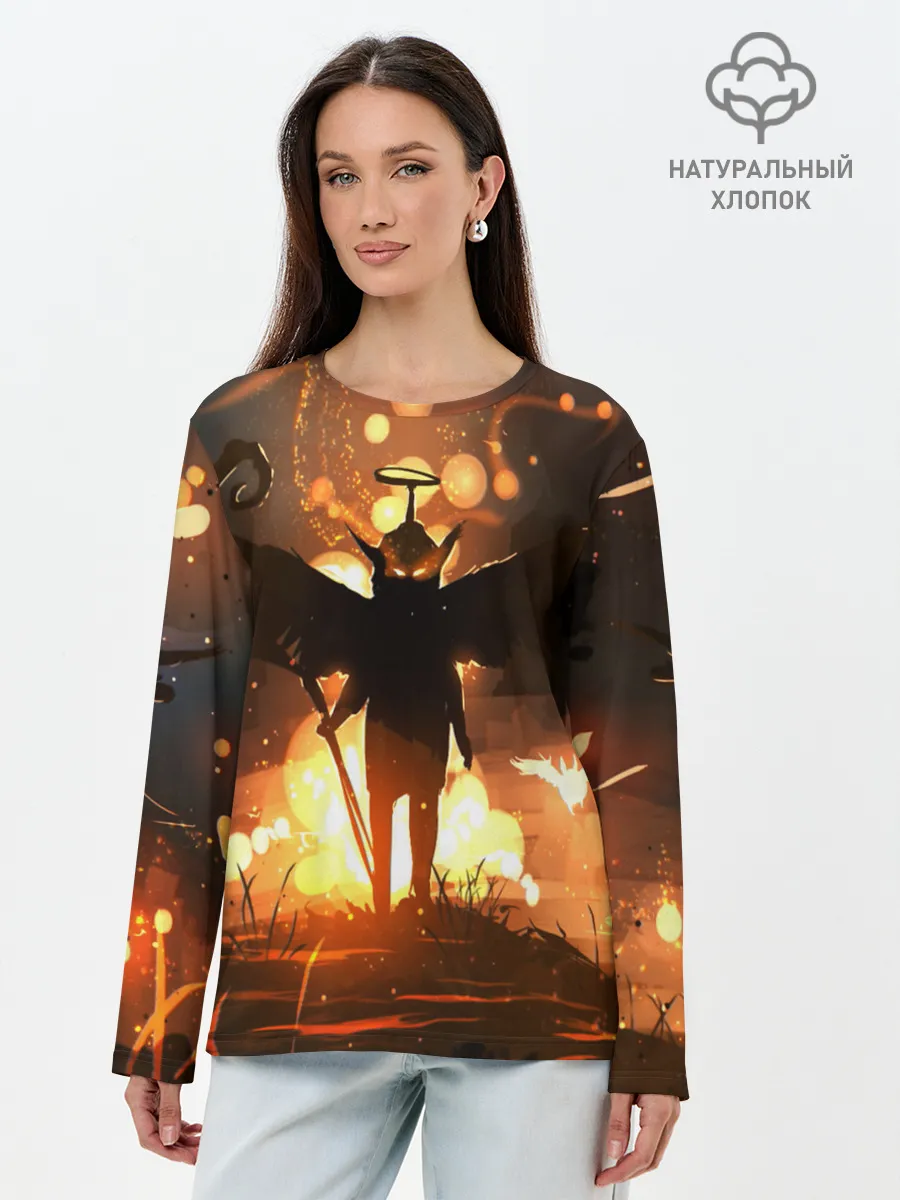 Лонгслив женский. Хлопок / Темный ангел ада