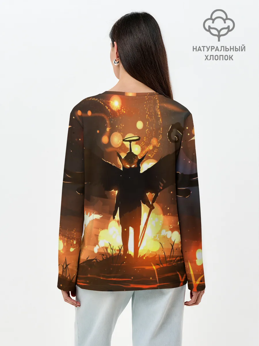 Лонгслив женский. Хлопок / Темный ангел ада