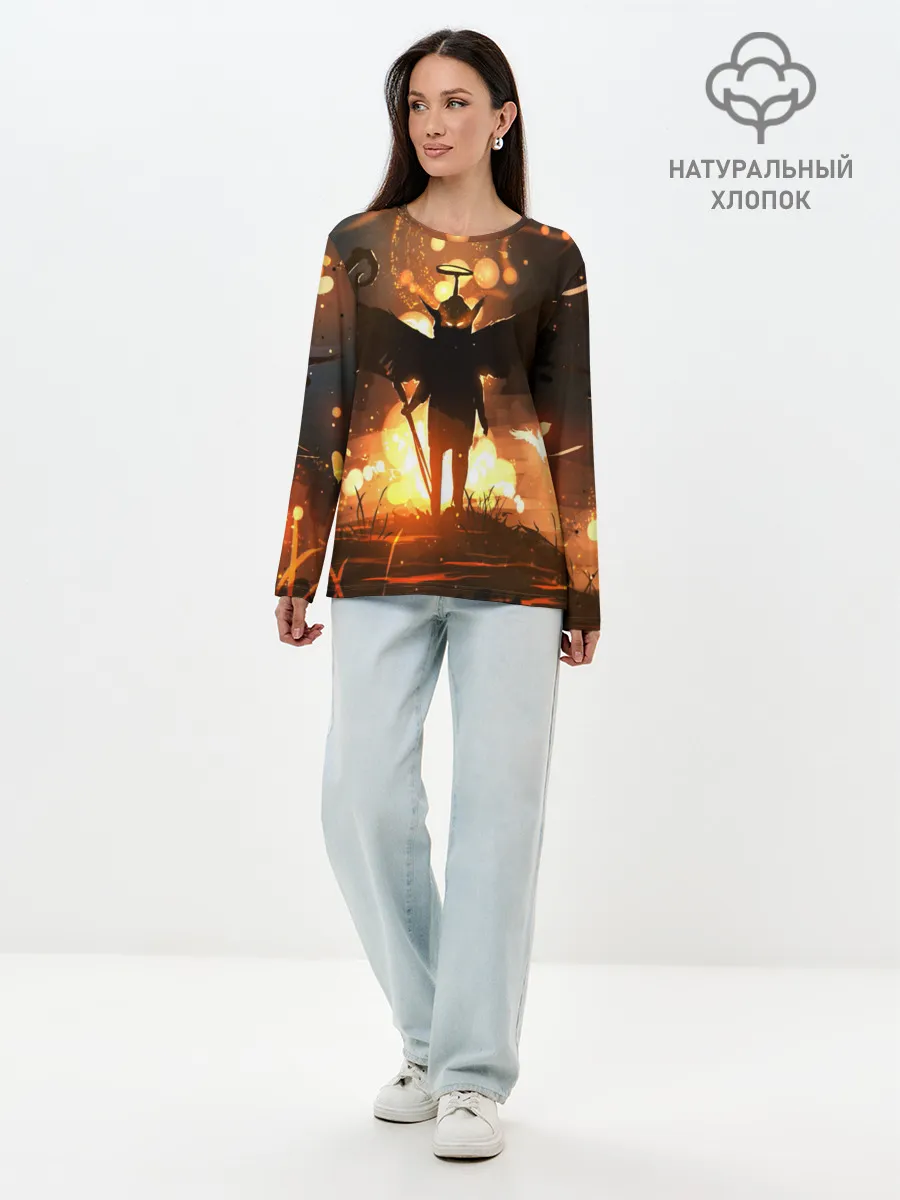 Лонгслив женский. Хлопок / Темный ангел ада