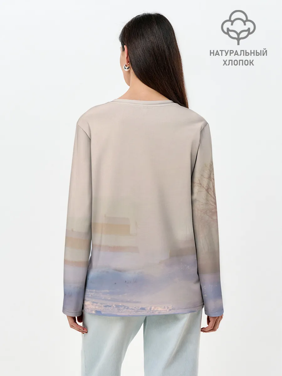 Лонгслив женский. Хлопок / Белая лошадь