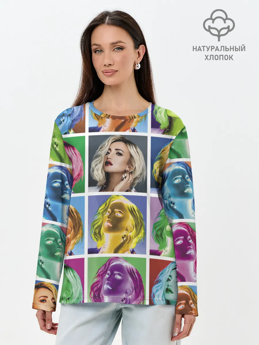 Лонгслив женский. Хлопок / Buzova pop-art