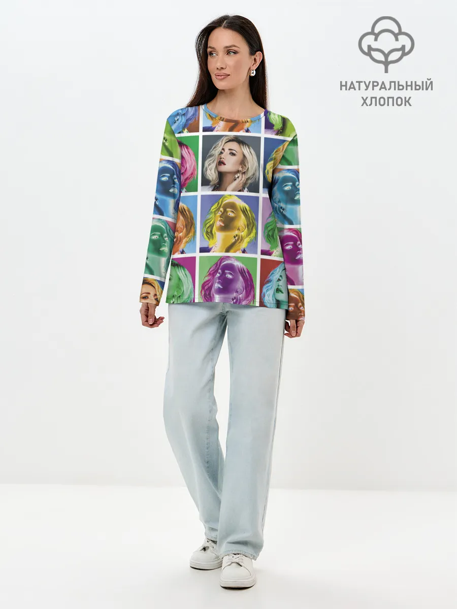 Лонгслив женский. Хлопок / Buzova pop-art