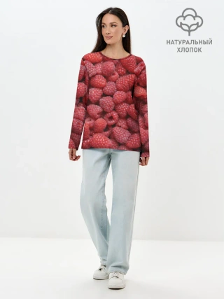 Лонгслив женский. Хлопок / Малина.