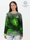Лонгслив женский. Хлопок / Листья зеленые CODE ERROR 404