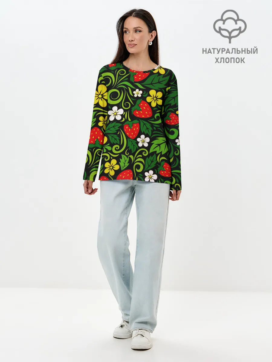 Лонгслив женский. Хлопок / Хохлома