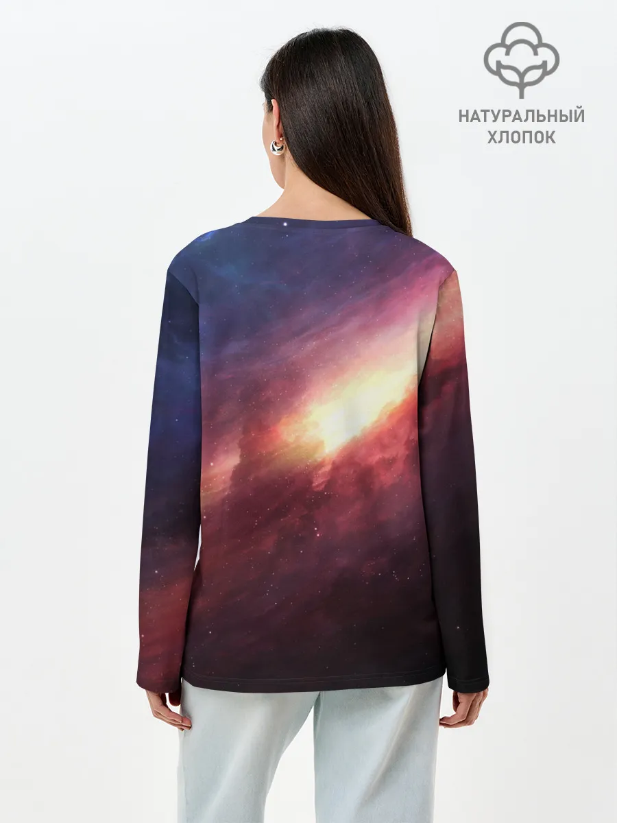 Лонгслив женский. Хлопок / Космос