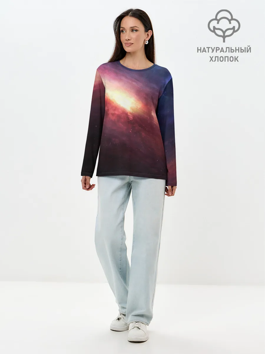 Лонгслив женский. Хлопок / Космос