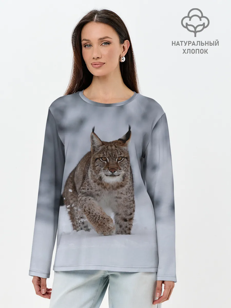 Лонгслив женский. Хлопок / Рысь