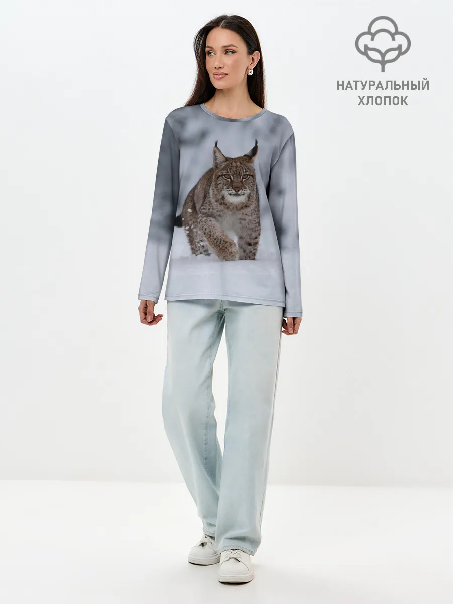 Лонгслив женский. Хлопок / Рысь