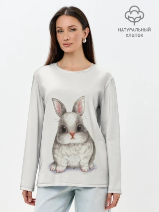Лонгслив женский. Хлопок / зайка