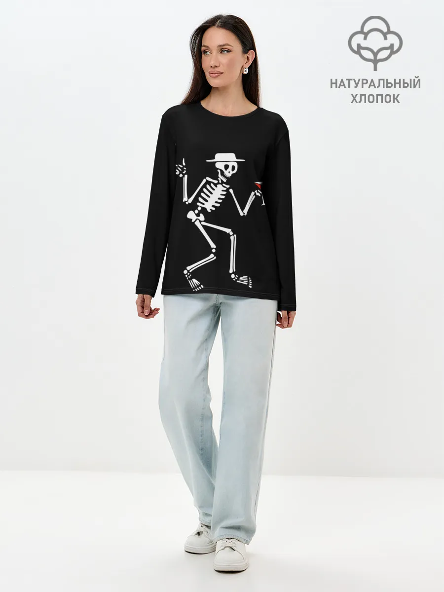 Лонгслив женский. Хлопок / Скелет