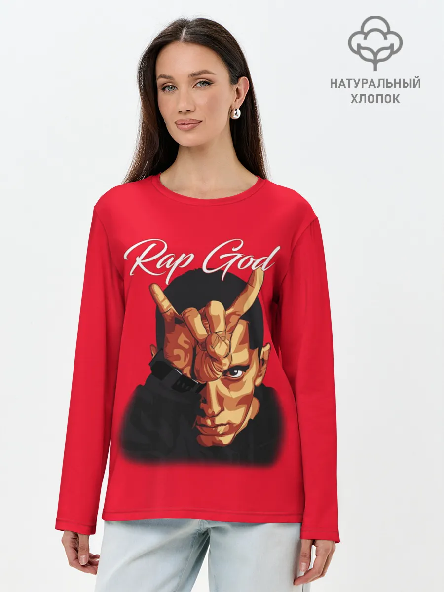 Лонгслив женский. Хлопок / EMINEM RAP GOD