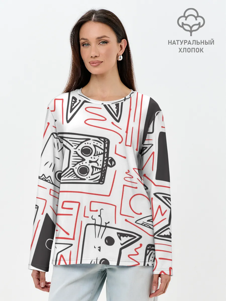 Лонгслив женский. Хлопок / Cats