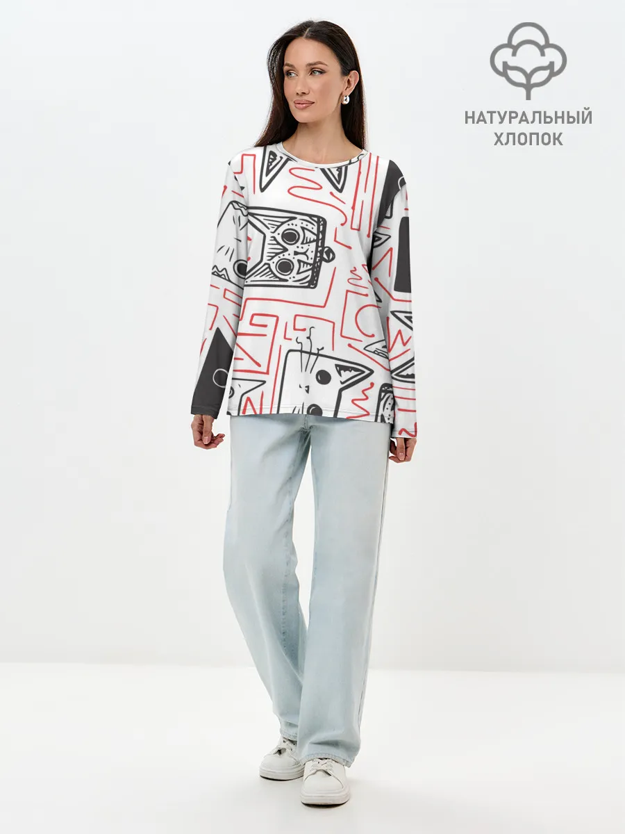 Лонгслив женский. Хлопок / Cats