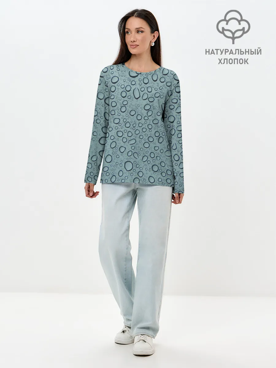 Лонгслив женский. Хлопок / Капли.