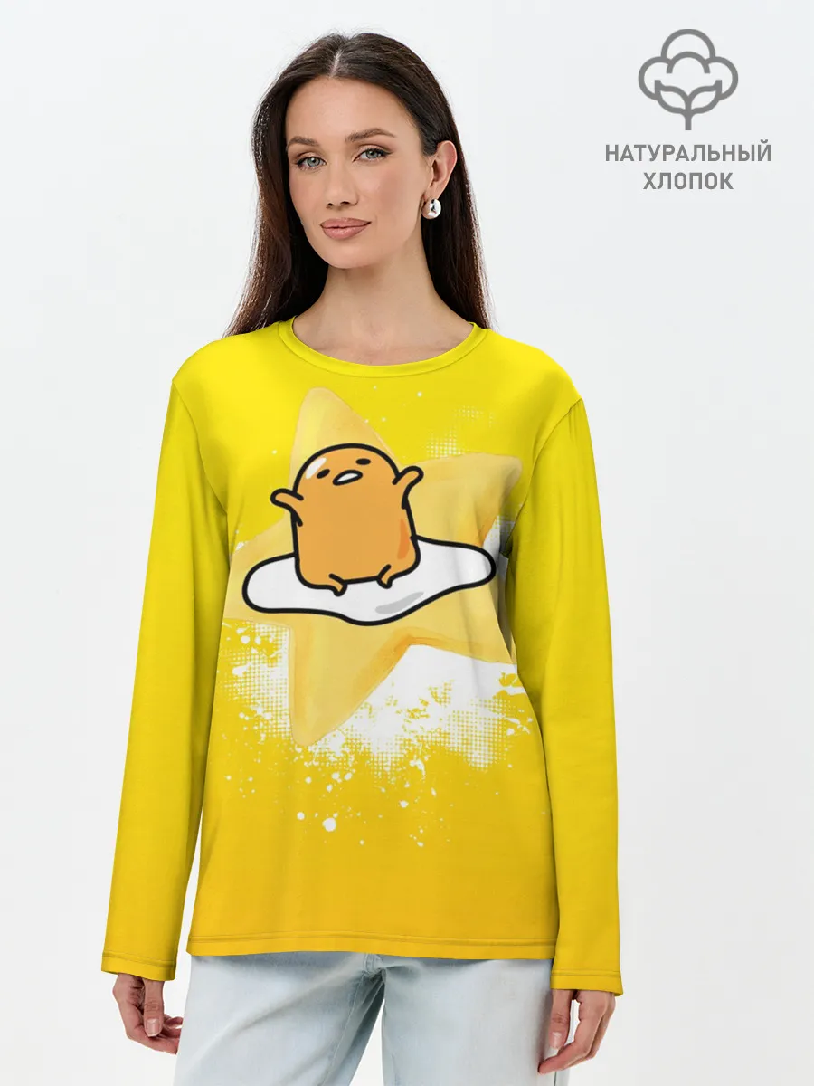 Лонгслив женский. Хлопок / желток аниме