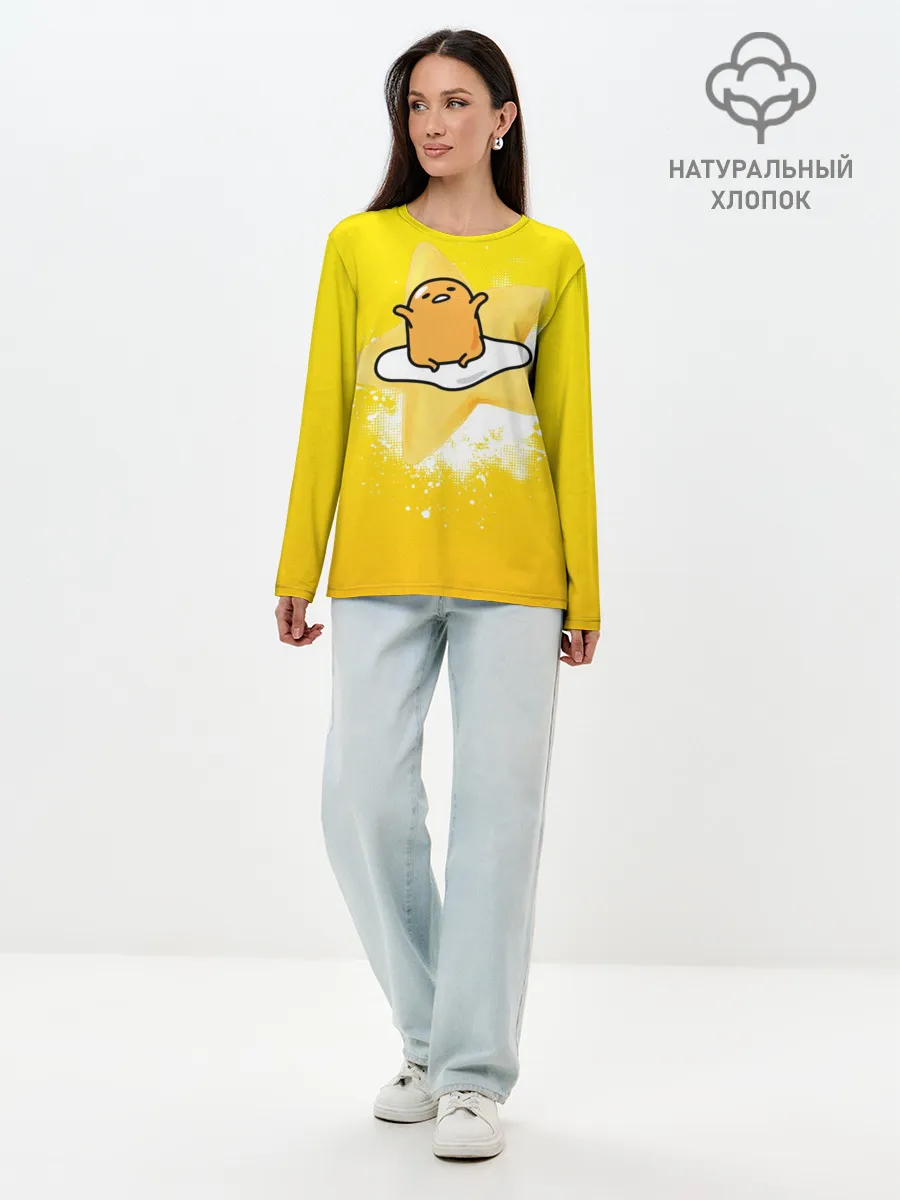 Лонгслив женский. Хлопок / желток аниме